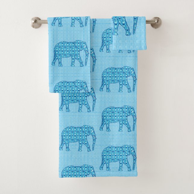 Blume Lotus Elephant, Türkis und Weiß Badhandtuch Set (Insitu)
