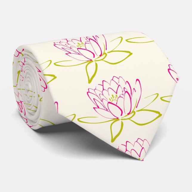 Blume Lotus / Lily Illustration Krawatte (Gerollt)