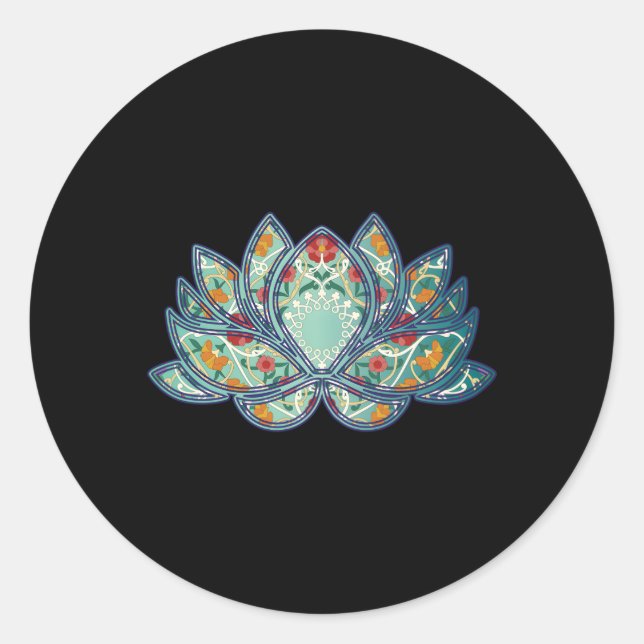 Blume Lotus Runder Aufkleber (Vorderseite)
