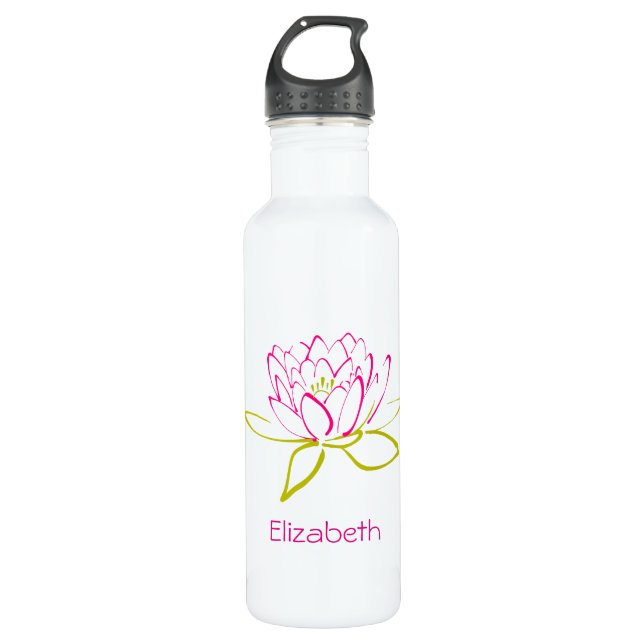 Blume Lotus Wasser Lily Illustration Custom Edelstahlflasche (Vorderseite)