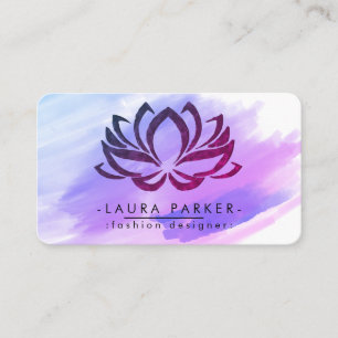 Blume Lotus Wasserfarben Rosa Lila Spritzer Yoga Visitenkarte
