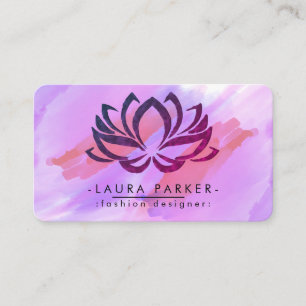 Blume Lotus Wasserfarben Rosa Lila Spritzer Yoga Visitenkarte