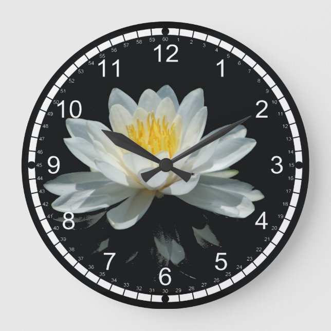 Blume Lotus (Wasserlilie) Große Wanduhr (Vorderseite)