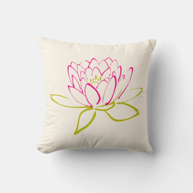 Blume Lotus/Wasserlilie Illustration Kissen (Vorderseite)