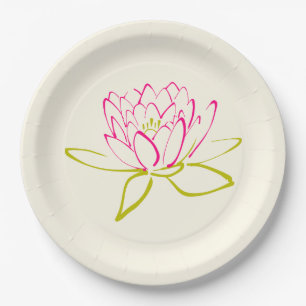 Blume Lotus/Wasserlilie Illustration Pappteller