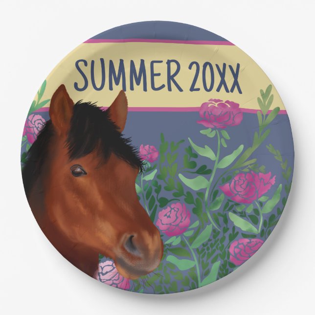 Blume Lover Brown Horse Pappteller (Vorderseite)