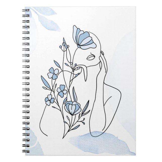 Blume Lover | Minimalistisches Portrait von Wom Notizblock (Vorderseite)