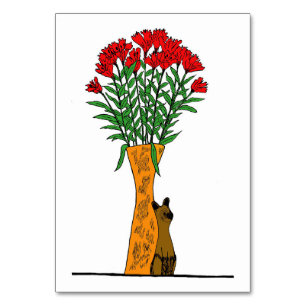 Blume Lover Rote Blume mit Hölzerkälze Tischnummer