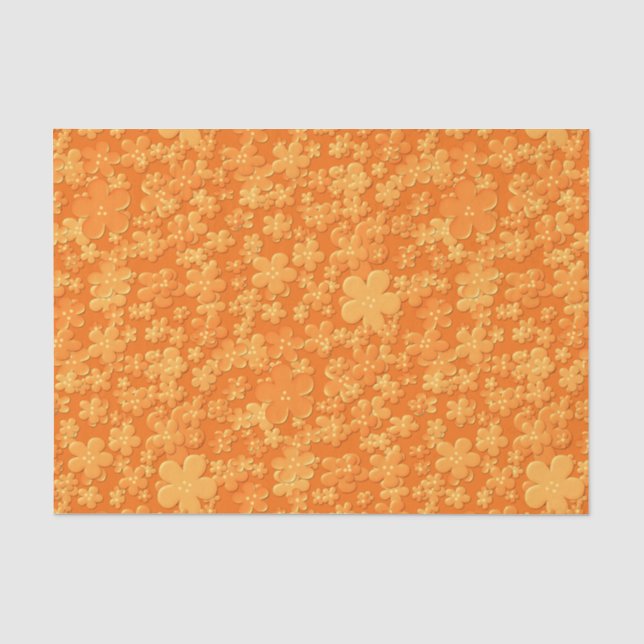 Blume-LT Orange-TISSUE-WRAPPING-PAPIER Seidenpapier (Vorderseite)
