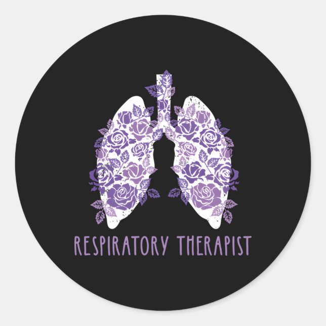 Blume Lung Respiratory Therapeutic Runder Aufkleber (Vorderseite)