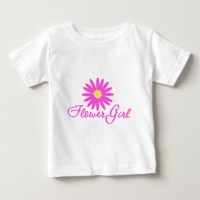 Blume Mädchen Daisy/Rosa Baby T-shirt (Vorderseite)