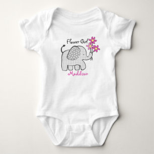 Blume Mädchen Elefant mit rosa Blume Baby Strampler