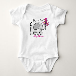 Blume Mädchen Elefant mit rosa Blume Baby Strampler