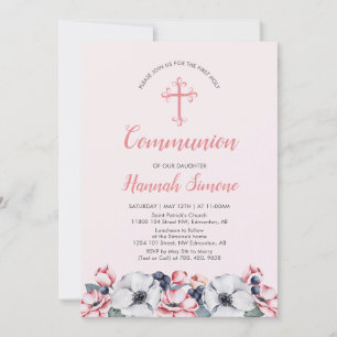 Blume, Mädchen   Erstkommunion / Firmung Einladung