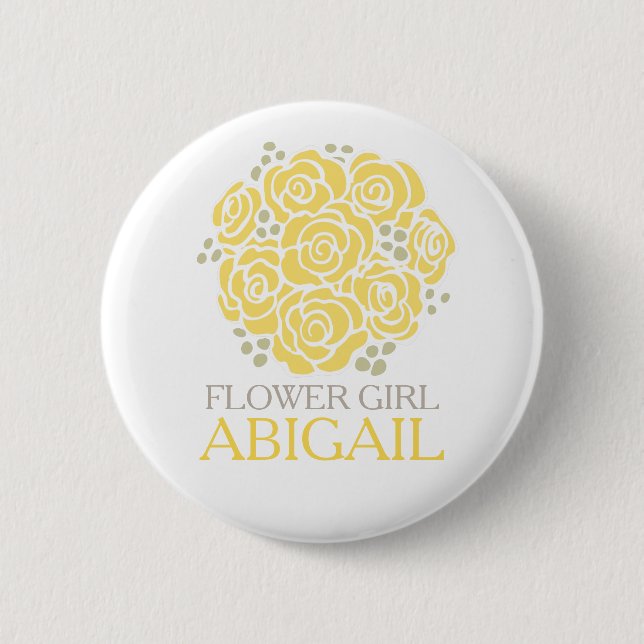 Blume Mädchen gelbe posy genannt Hochzeit Button-T Button (Vorderseite)