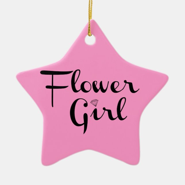 Blume Mädchen Retro-Script Schwarz auf Rosa Keramikornament (Vorne)