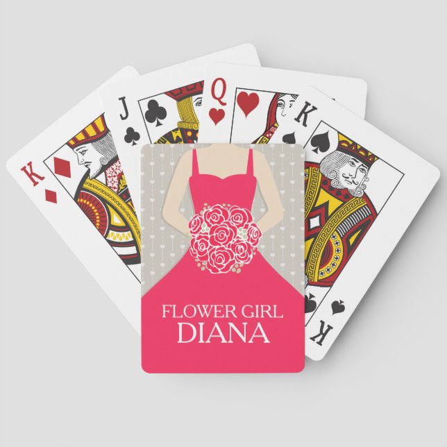 Blume Mädchen rotes Kleid Name Hochzeitsspielkarte Spielkarten (Rückseite)