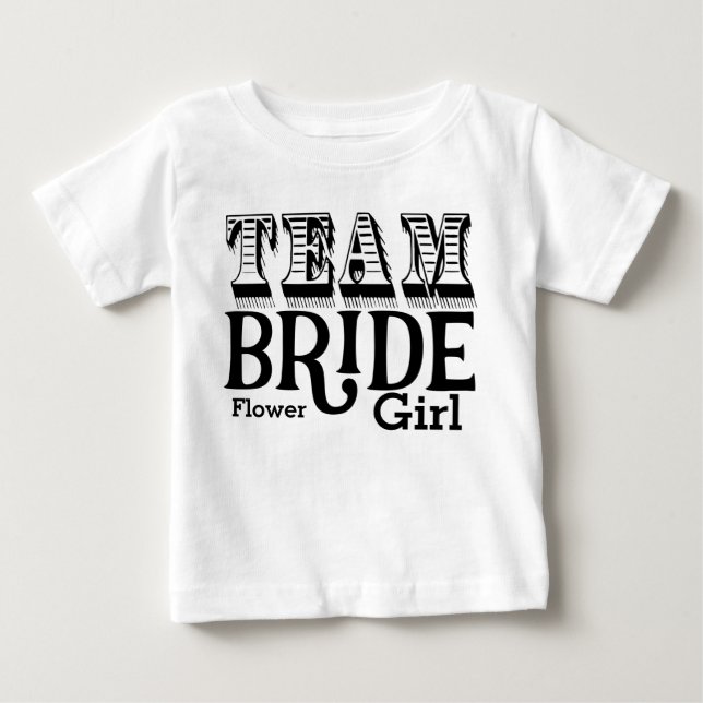 Blume Mädchen Team Bride Hand Briefe Schwarze Tint Baby T-shirt (Vorderseite)