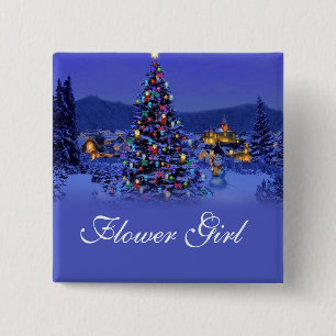 Blume Mädchen Weihnachtsbaum Hochzeitsknopf. Button