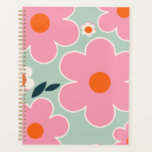 Blume Madrid Florenz Kunst Rosa Rosa Grün Planer<br><div class="desc">Blumenkunst - Blume Print - Rosa,  Orange und Minze Grün.</div>