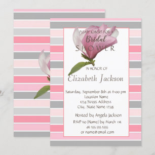 Blume, Magnolia Streifen Brautparty Einladung