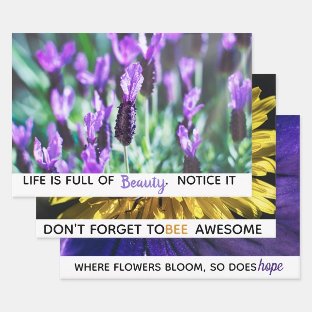 Blume Makrofotografie motivierend Zitate Geschenkpapier Set (Set)