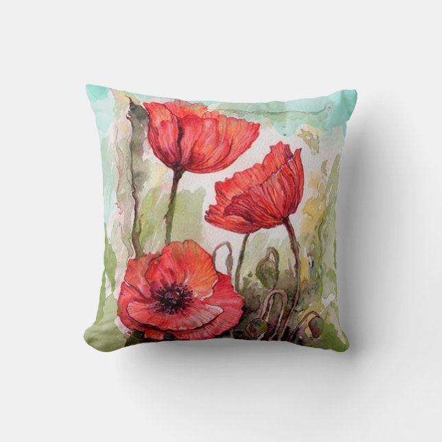 Blume malen Aquarell Kissen (Vorderseite)