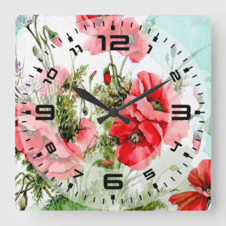 Blume malen Aquarell Quadratische Wanduhr
