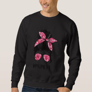Blume Mama Leben Messy Bun Haare Sonnenbrille Pink Sweatshirt