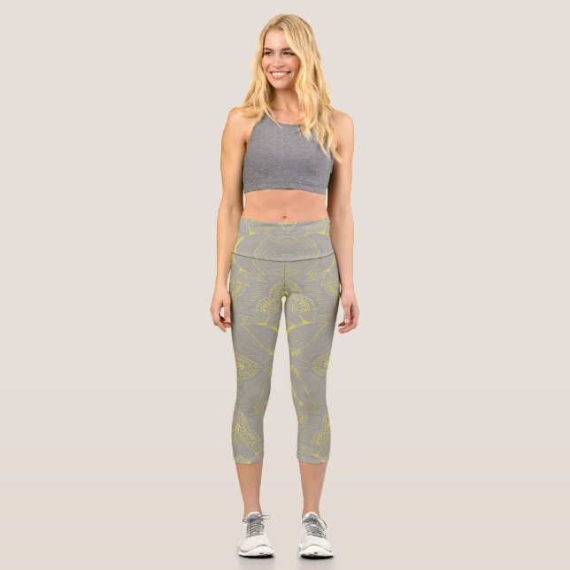 Blume Mandala 4 Capri Leggings (Vorderseite)
