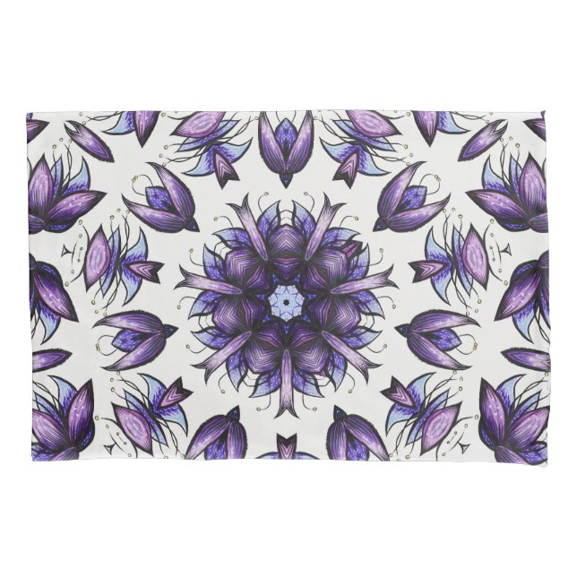 Blume Mandala Abstrakt Kaleidoskopisches Muster Kissenbezug (Vorderseite)