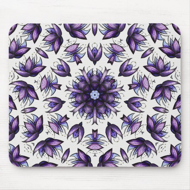 Blume Mandala Abstrakt Kaleidoskopisches Muster Mousepad (Vorne)