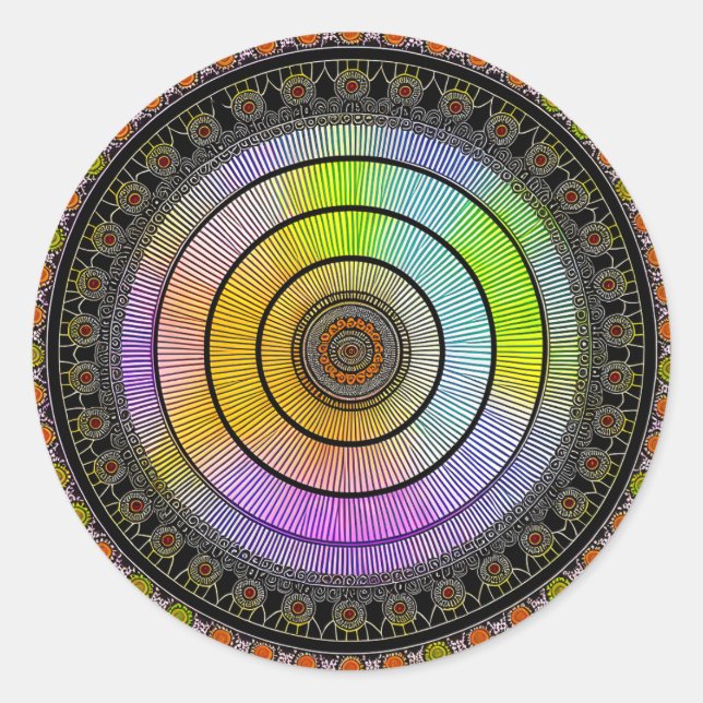 BLUME MANDALA ART FÜR SPIRITUELLE MEDITUNG RUNDER AUFKLEBER (Vorderseite)