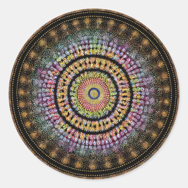 BLUME MANDALA ART FÜR SPIRITUELLE MEDITUNG RUNDER AUFKLEBER (Vorderseite)