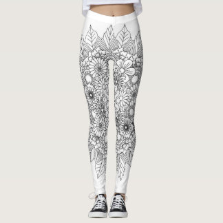 Blume Mandala Black und White Leggings