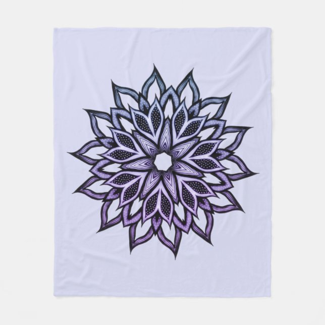 Blume Mandala Blue Violet Floral Art Fleecedecke (Vorderseite)