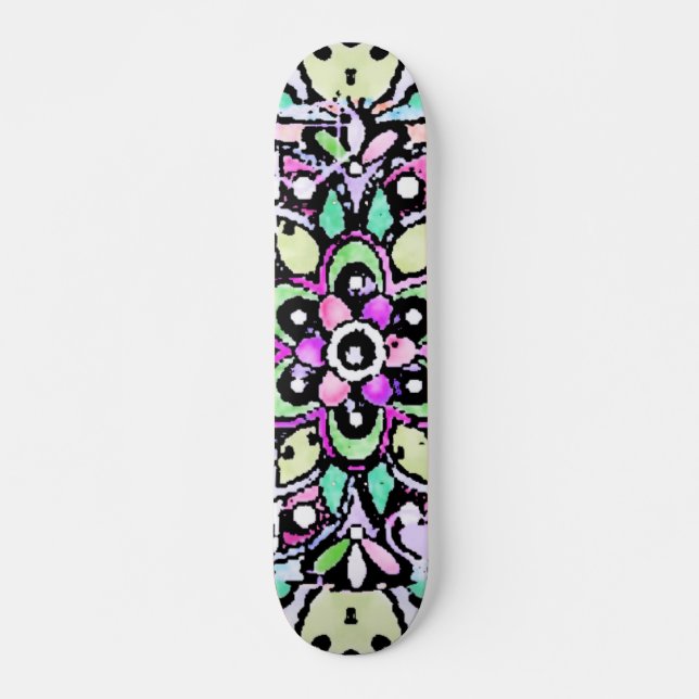 Blume Mandala Design Skateboard (Vorne)