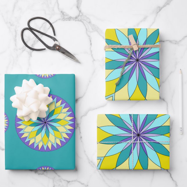 Blume Mandala Geschenkpapier Set (Vorderseite)