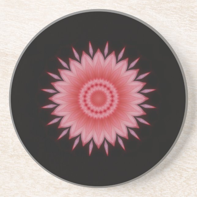 Blume Mandala in Rosa Sandstein Untersetzer (Vorne)