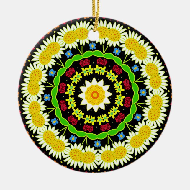 Blume Mandala Keramikornament (Vorne)