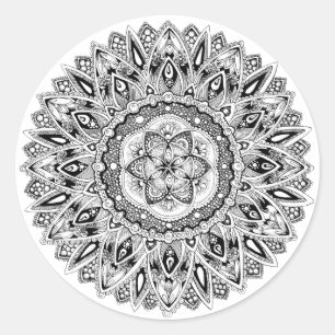 Blume Mandala mit Samen des Lebens Runder Aufkleber