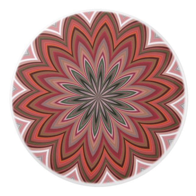 Blume Mandala Red Keramikknauf (Vorderseite)