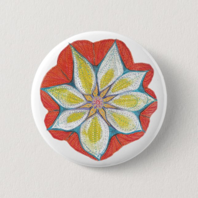 Blume Mandala Yoga Round Abzeichen Button (Vorderseite)