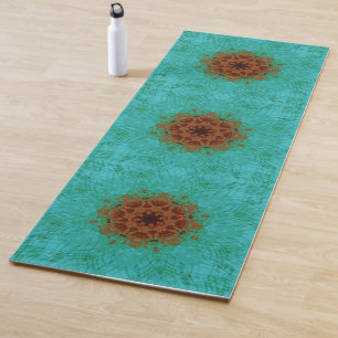 Blume Mandala Zen Pfau Grünes Kupfer Brot Yogamatte