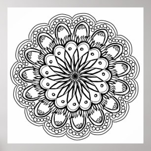 Blume Mandalahand zeichnend Poster