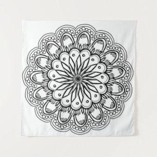 Blume Mandalahand zeichnend Wandteppich