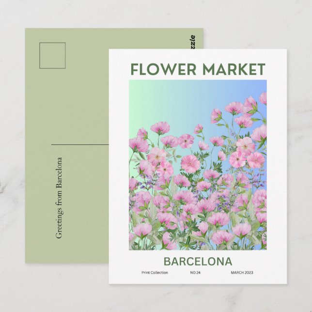Blume Market Cities of the World Barcelona Postkarte (Vorne/Hinten)