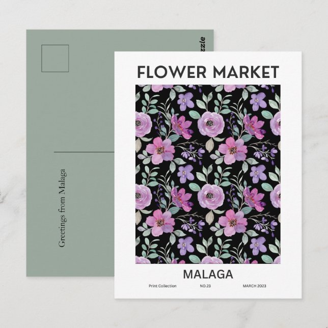 Blume Market Cities of the World Malaga Custom Postkarte (Vorne/Hinten)