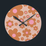 Blume Market Dublin Retro Blume farbenfroh Runde Wanduhr<br><div class="desc">Blume Markt Dublin: abstrakte Blumenkunst - Retro-Blume drucken - Erdtöne / Beige und Rosa.</div>
