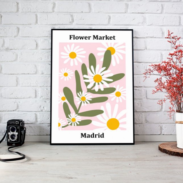 Blume Market Madrid, Wall Art Design Leinwanddruck (living room décor, above bed wall art, modern home décor, nursery wall art, large wall décor, canvas)